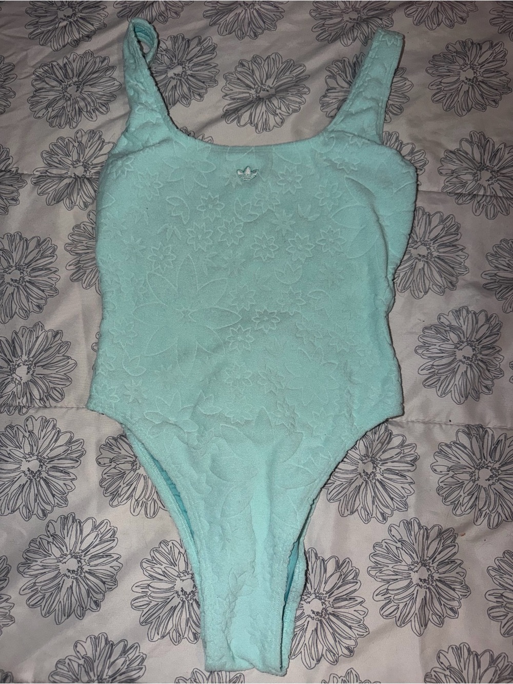 adidas Mint Textured Floral One-Piece Bodysuit